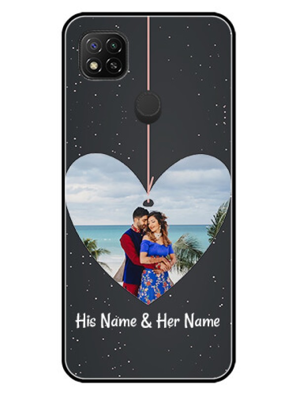 Custom Redmi 9 Activ Custom Glass Phone Case  - Hanging Heart Design