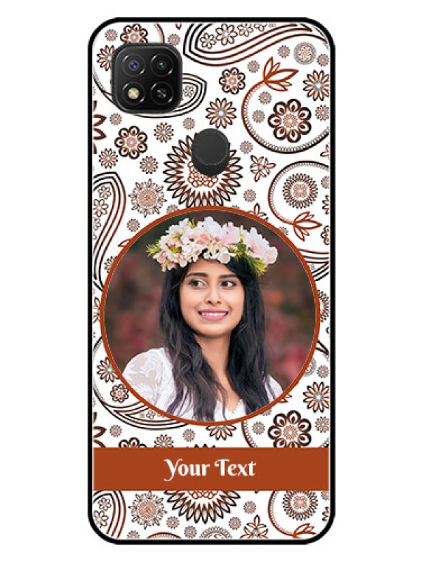 Custom Redmi 9 Activ Custom Glass Mobile Case  - Abstract Floral Design 