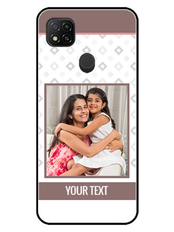 Custom Redmi 9 Activ Photo Printing on Glass Case  - Simple Diamond Design