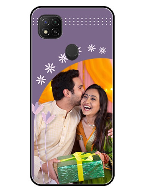 Custom Redmi 9 Activ Custom Glass Mobile Case  - Lavender flowers design 