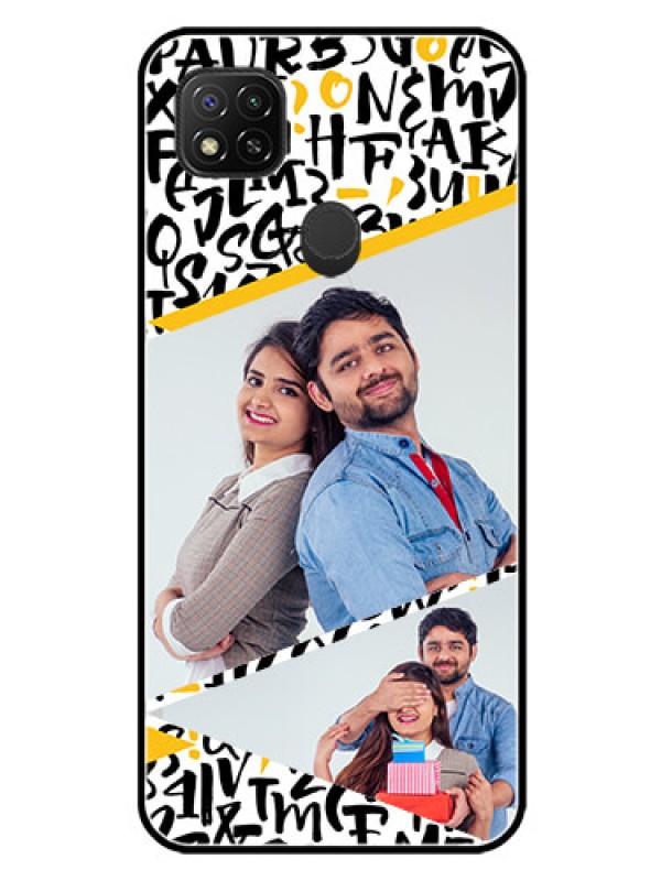 Custom Redmi 9 Activ Custom Glass Mobile Case  - Letters Pattern Design