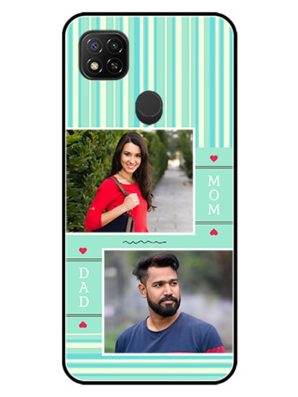 Custom Redmi 9 Activ Custom Glass Phone Case  - Mom & Dad Pic Design