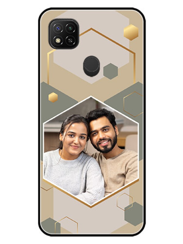 Custom Xiaomi Redmi 9 Activ Photo Printing on Glass Case - Stylish Hexagon Pattern Design