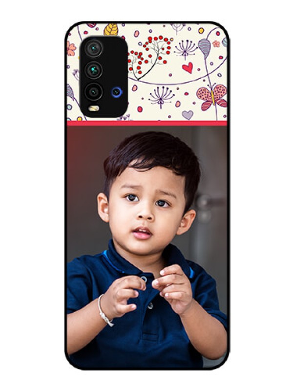 Custom Redmi 9 Power Custom Glass Mobile Case  - Premium Floral Design