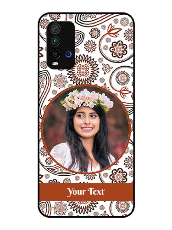Custom Redmi 9 Power Custom Glass Mobile Case  - Abstract Floral Design 