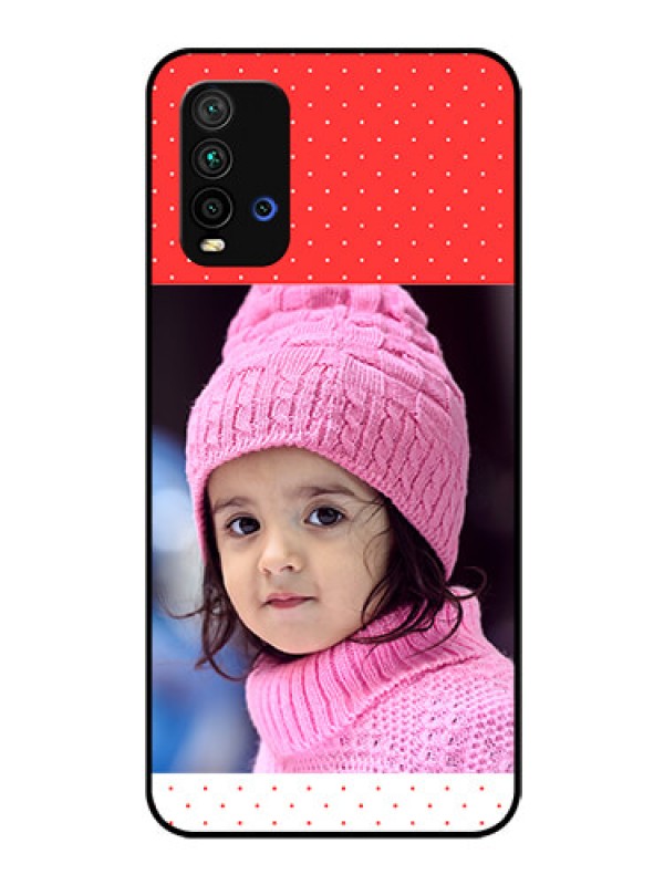 Custom Redmi 9 Power Photo Printing on Glass Case  - Red Pattern Design