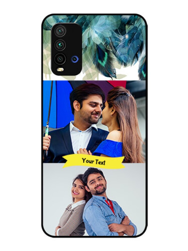 Custom Redmi 9 Power Personalized Glass Phone Case  - Image with Boho Peacock Feather Design