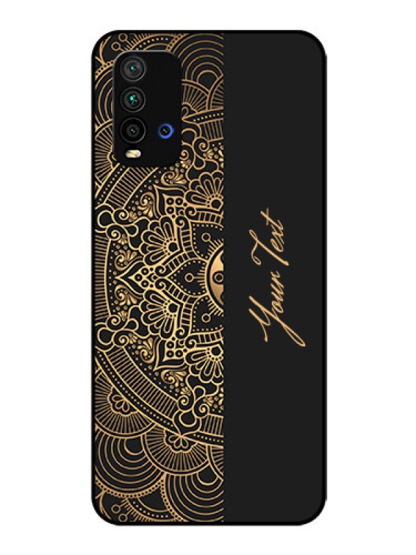 Custom Xiaomi Redmi 9 Power Photo Printing on Glass Case - Mandala art with custom text Design