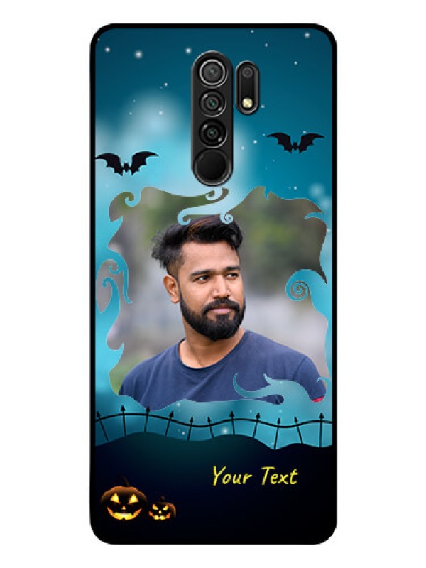 Custom Redmi 9 Prime Custom Glass Phone Case  - Halloween frame design