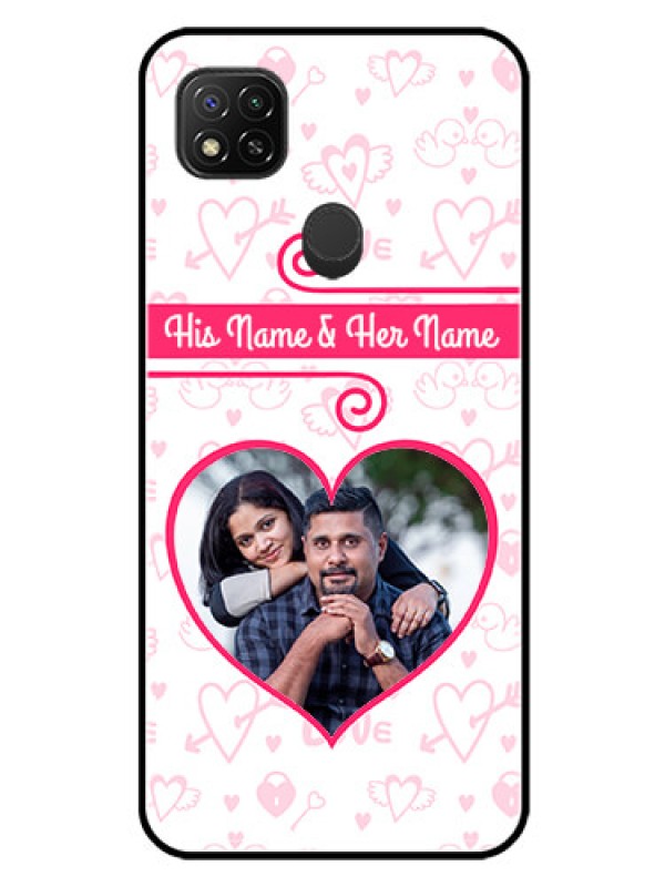 Custom Redmi 9 Personalized Glass Phone Case  - Heart Shape Love Design