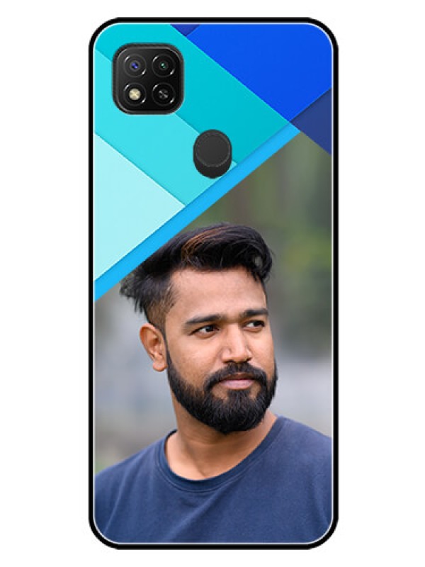 Custom Redmi 9 Custom Glass Phone Case  - Blue Pattern Design
