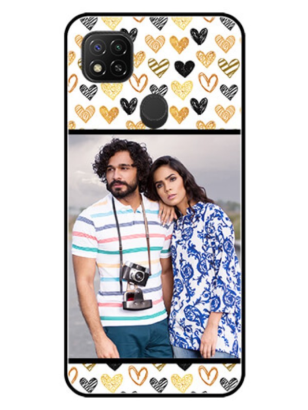 Custom Redmi 9 Photo Printing on Glass Case  - Love Symbol Design