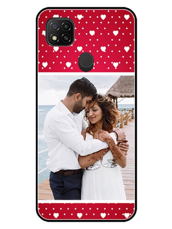 Custom Redmi 9 Photo Printing on Glass Case  - Hearts Mobile Case Design