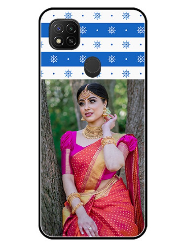 Custom Redmi 9 Photo Printing on Glass Case  - Snow Pattern Design