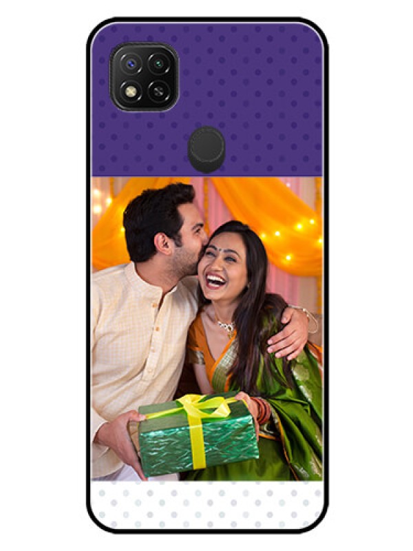 Custom Redmi 9 Personalized Glass Phone Case  - Violet Pattern Design