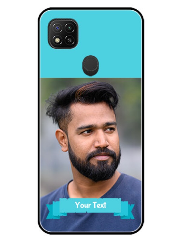 Custom Redmi 9 Personalized Glass Phone Case  - Simple Blue Color Design