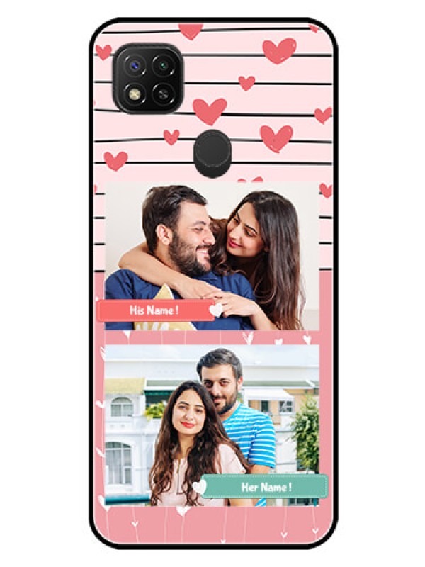 Custom Redmi 9 Custom Glass Mobile Case  - Photo with Heart Design