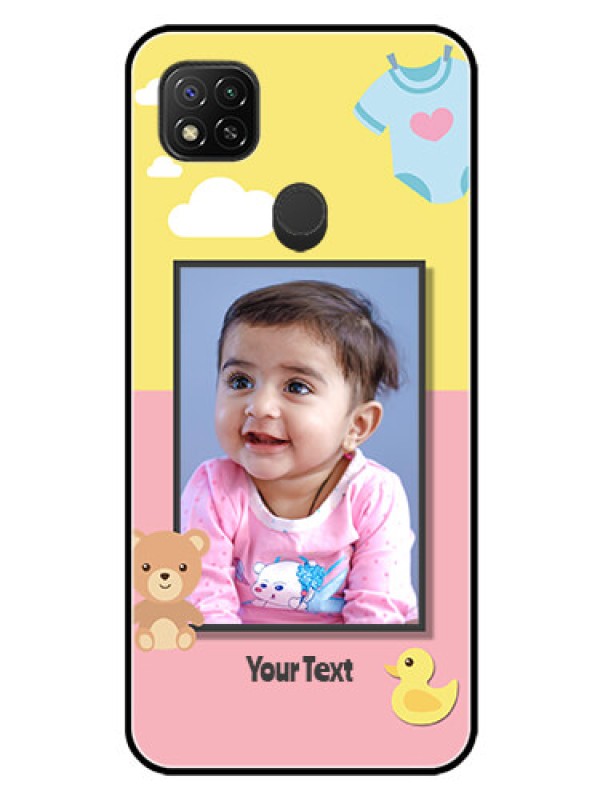 Custom Redmi 9 Photo Printing on Glass Case  - Kids 2 Color Design