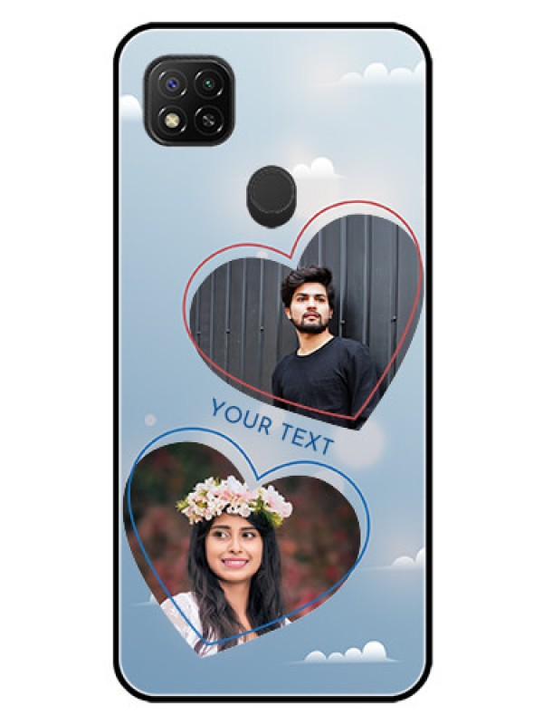Custom Redmi 9 Custom Glass Mobile Case  - Blue Color Couple Design 