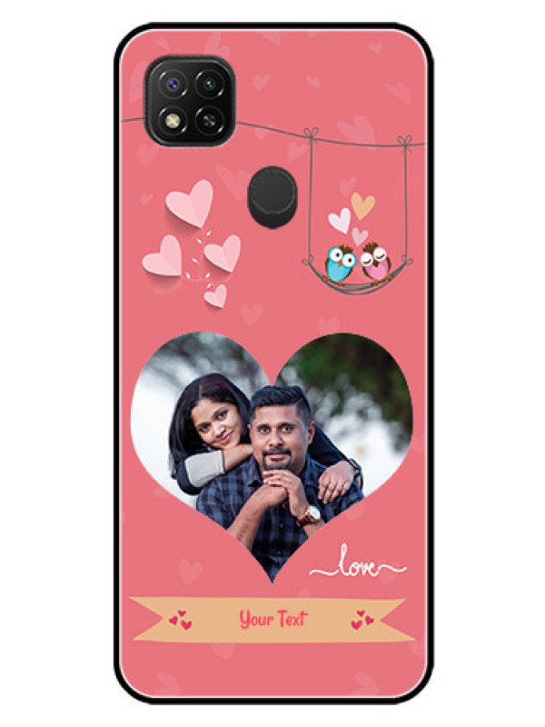 Custom Redmi 9 Personalized Glass Phone Case  - Peach Color Love Design 