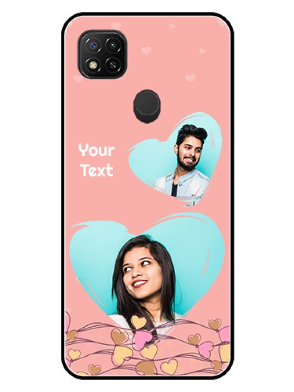 Custom Redmi 9 Custom Glass Mobile Case  - Love Doodle Design