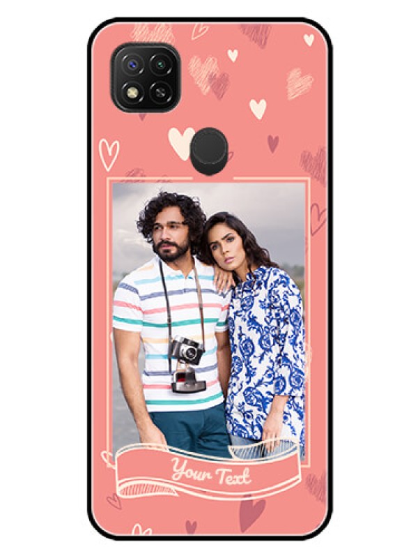 Custom Redmi 9 Custom Glass Phone Case  - Love doodle art Design