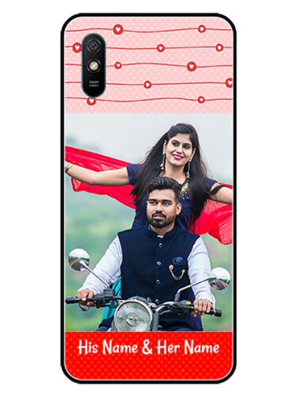 Custom Redmi 9A Sport Personalized Glass Phone Case  - Red Pattern Case Design