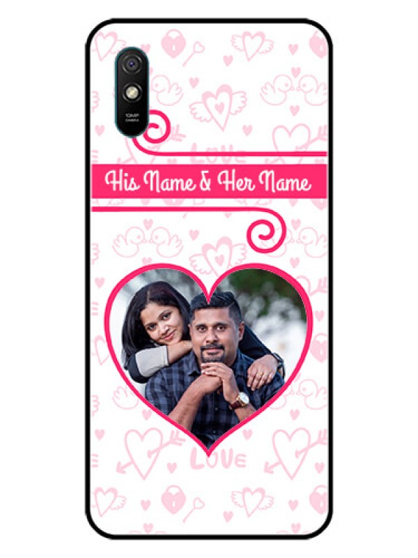 Custom Redmi 9A Sport Personalized Glass Phone Case  - Heart Shape Love Design