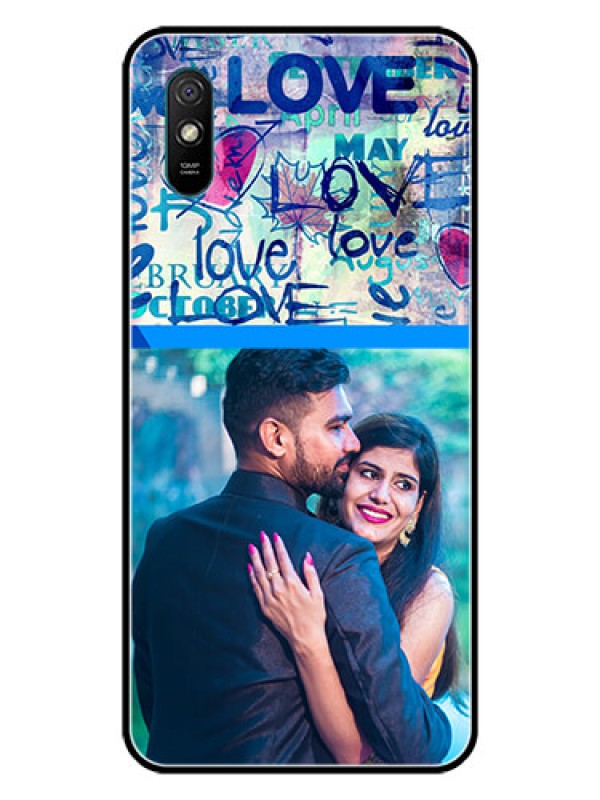 Custom Redmi 9A Sport Custom Glass Mobile Case  - Colorful Love Design