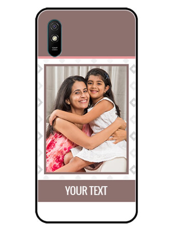 Custom Redmi 9A Sport Photo Printing on Glass Case  - Simple Diamond Design
