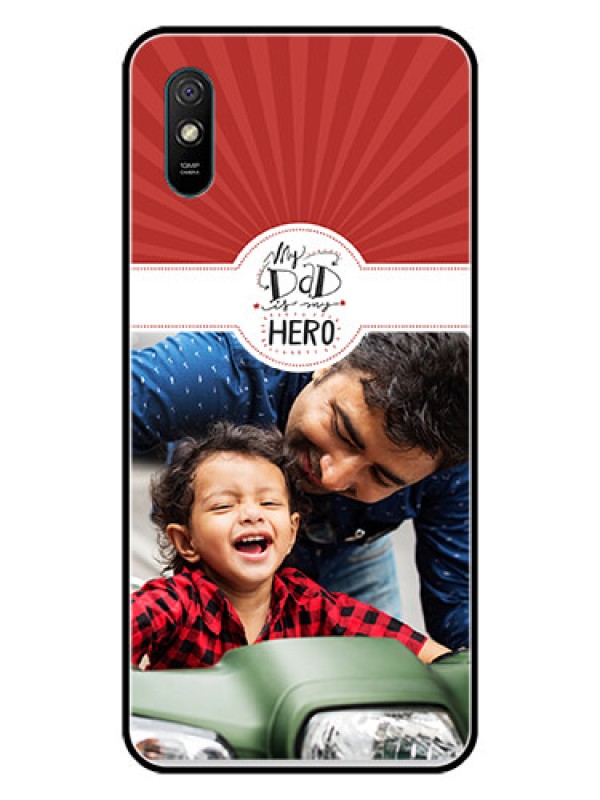 Custom Redmi 9A Sport Photo Printing on Glass Case  - My Dad Hero Design