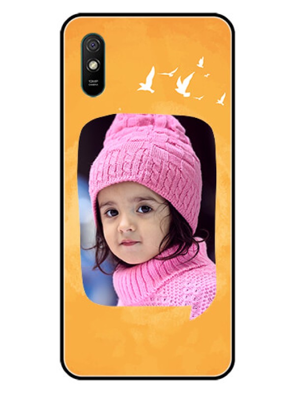 Custom Redmi 9A Sport Personalized Glass Phone Case  - Water Color Design with Bird Icons