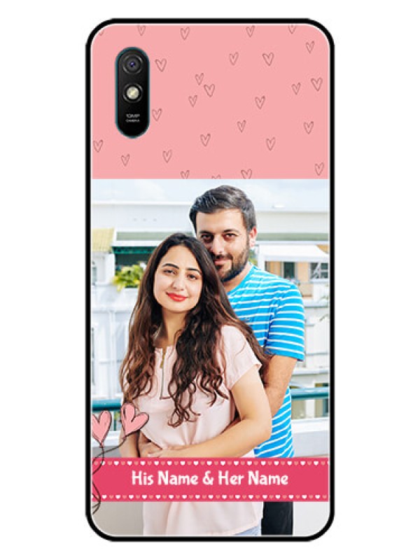 Custom Redmi 9A Sport Personalized Glass Phone Case  - Love Design Peach Color