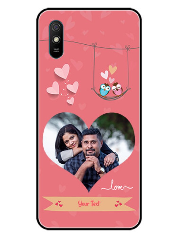Custom Redmi 9A Sport Personalized Glass Phone Case  - Peach Color Love Design 