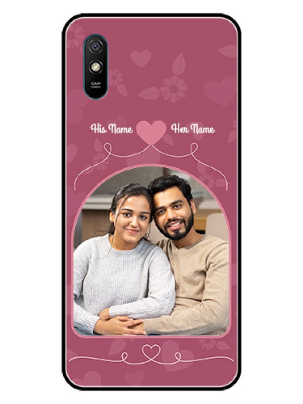 Custom Redmi 9A Sport Photo Printing on Glass Case  - Love Floral Design