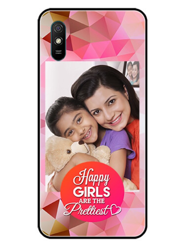 Custom Redmi 9A Sport Photo Printing on Glass Case  - Abstract Triangle Design