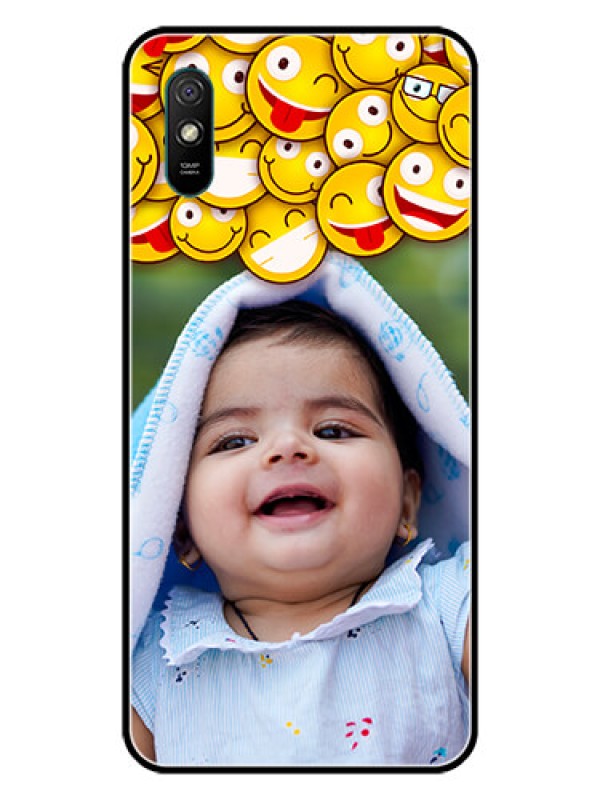 Custom Redmi 9A Sport Custom Glass Mobile Case  - with Smiley Emoji Design
