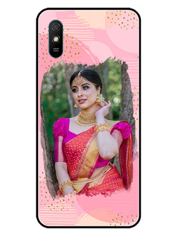 Custom Redmi 9A Sport Personalized Glass Phone Case  - Gold Glitter Splash Design