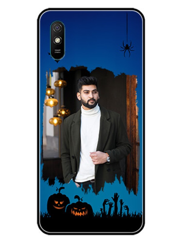 Custom Redmi 9A Sport Photo Printing on Glass Case  - with pro Halloween design 