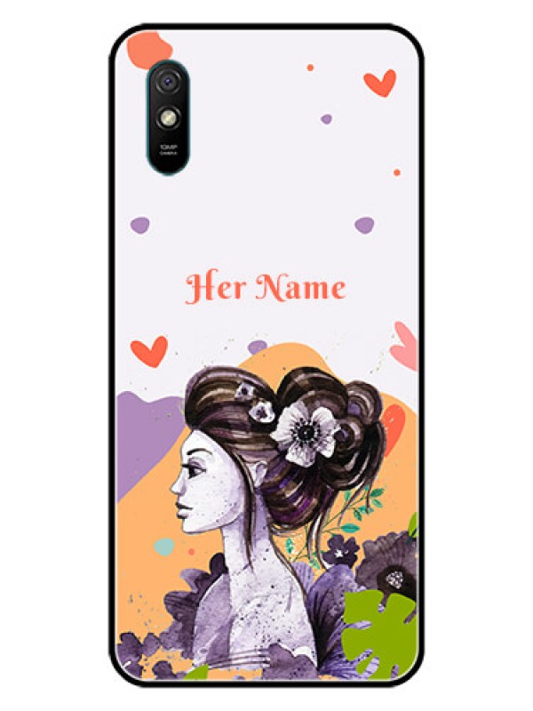 Custom Xiaomi Redmi 9A Sport Personalized Glass Phone Case - Woman And Nature Design