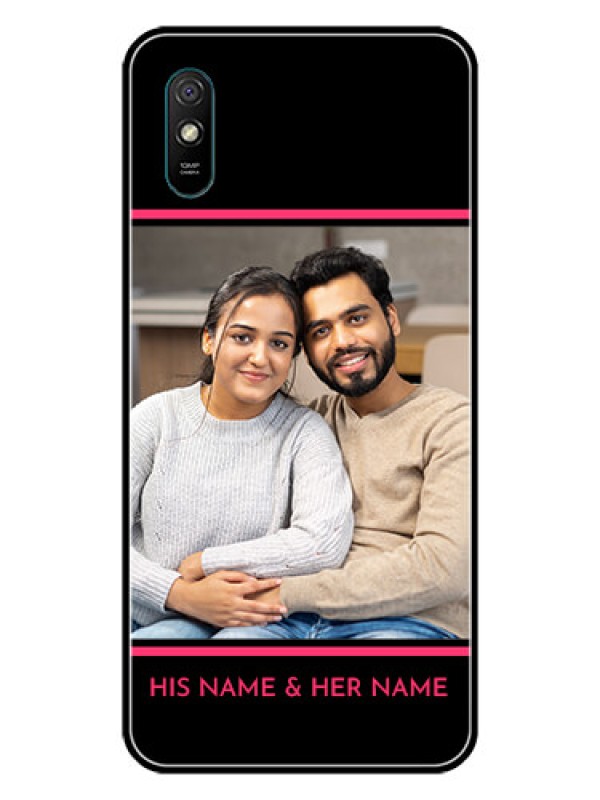 Custom Redmi 9A Custom Glass Mobile Case  - with Add Text Design