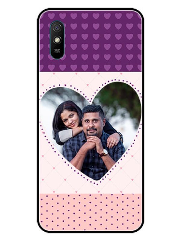 Custom Redmi 9A Custom Glass Phone Case  - Violet Love Dots Design