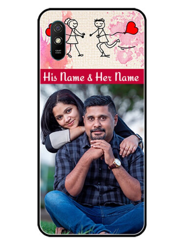 Custom Redmi 9A Photo Printing on Glass Case  - You and Me Case Design