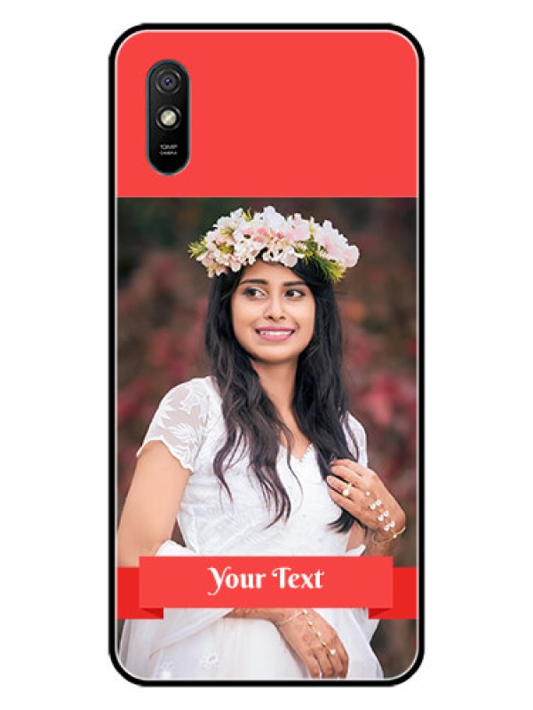 Custom Redmi 9A Custom Glass Phone Case  - Simple Red Color Design