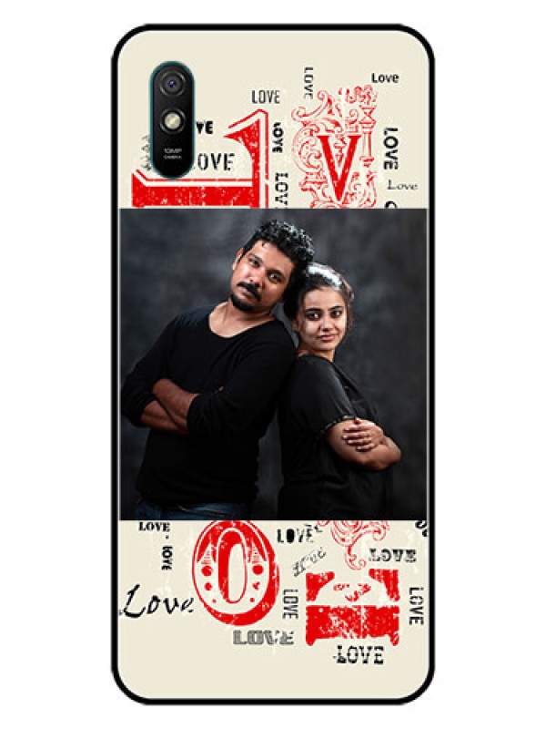 Custom Redmi 9i Sport Photo Printing on Glass Case  - Trendy Love Design Case