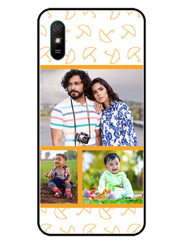 Custom Redmi 9i Sport Custom Glass Mobile Case  - Yellow Pattern Design