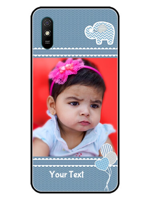 Custom Redmi 9i Sport Photo Printing on Glass Case  - with Kids Pattern Design