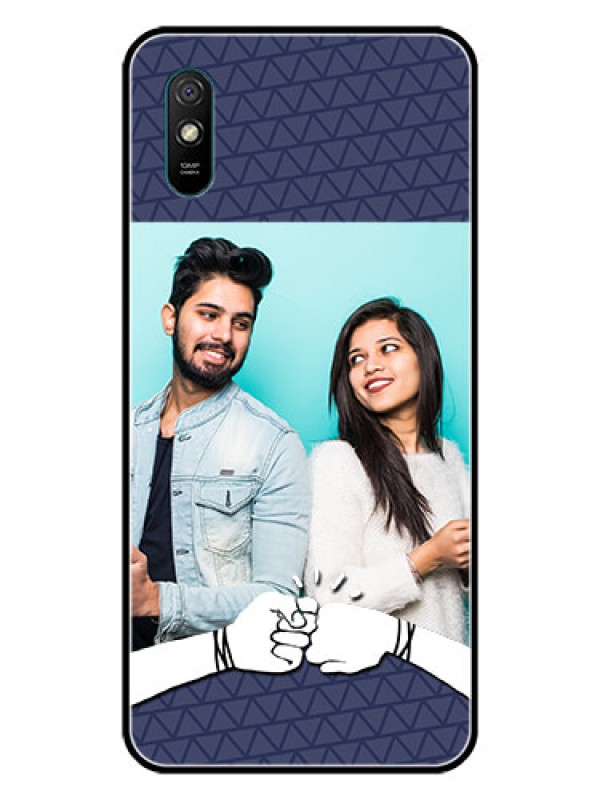 Custom Redmi 9i Sport Photo Printing on Glass Case  - with Best Friends Design  