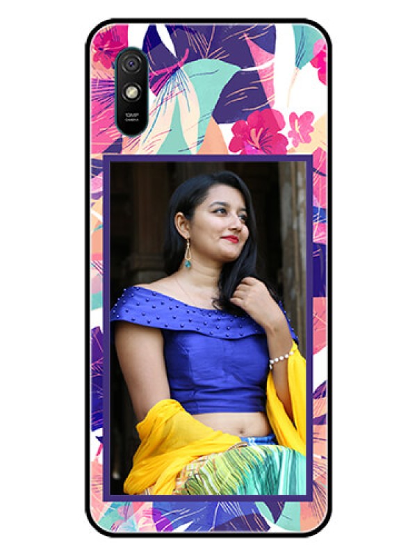 Custom Redmi 9i Sport Custom Glass Mobile Case  - Abstract Floral Design
