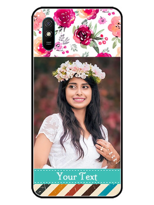 Custom Redmi 9i Sport Custom Glass Phone Case  - Watercolor Floral Design
